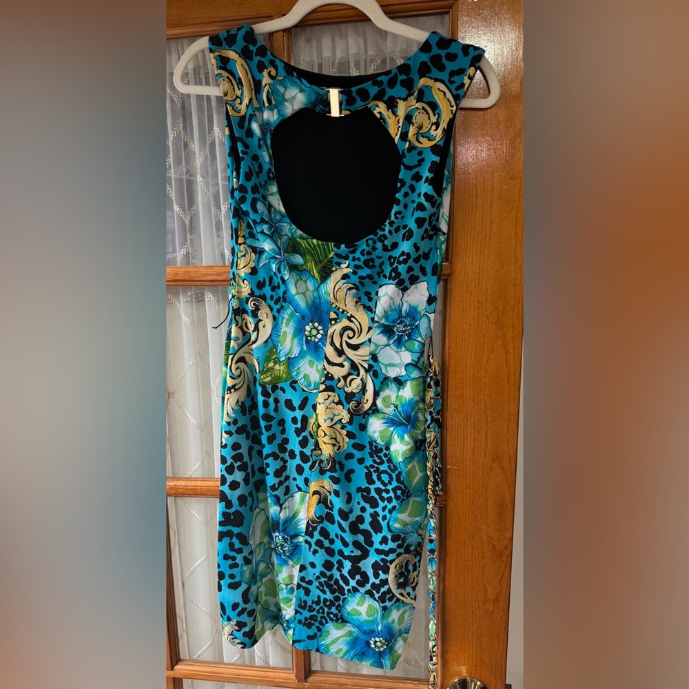 Cache Blue Floral and Leopard Print Tank Top